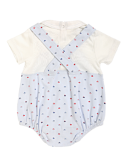 Baby Boy Sailboat Overall Bloomer Romper. 100% Pima Cotton.