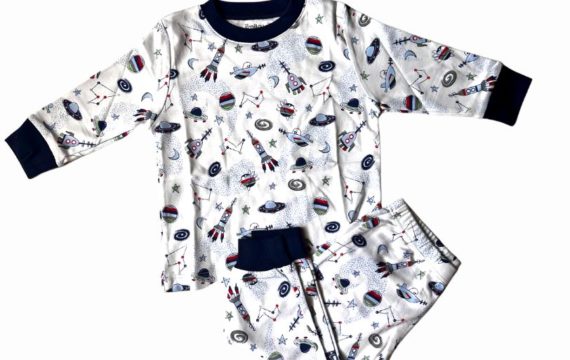 2-Piece Long Sleeve Boy Outer Space Pajamas