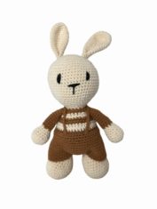 Crochet Bunny Doll in Brown Overalls