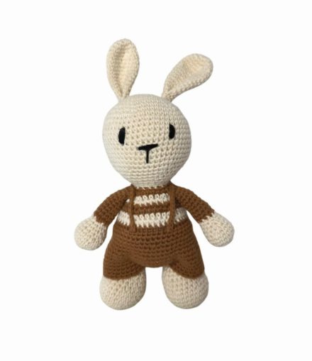 Crochet Bunny Doll in Brown Overalls