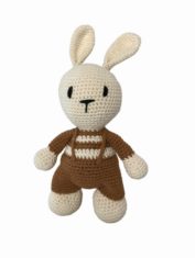 Crochet Bunny Doll in Brown Overalls