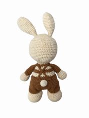 Crochet Bunny Doll in Brown Overalls